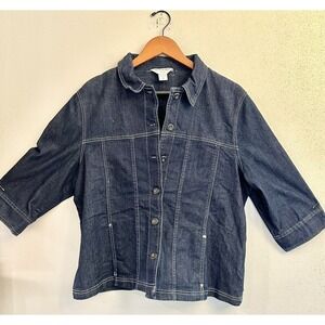 Allison Daley 3/4 Length Sleeves‎ Blue Jean Jacket Coat size 14P